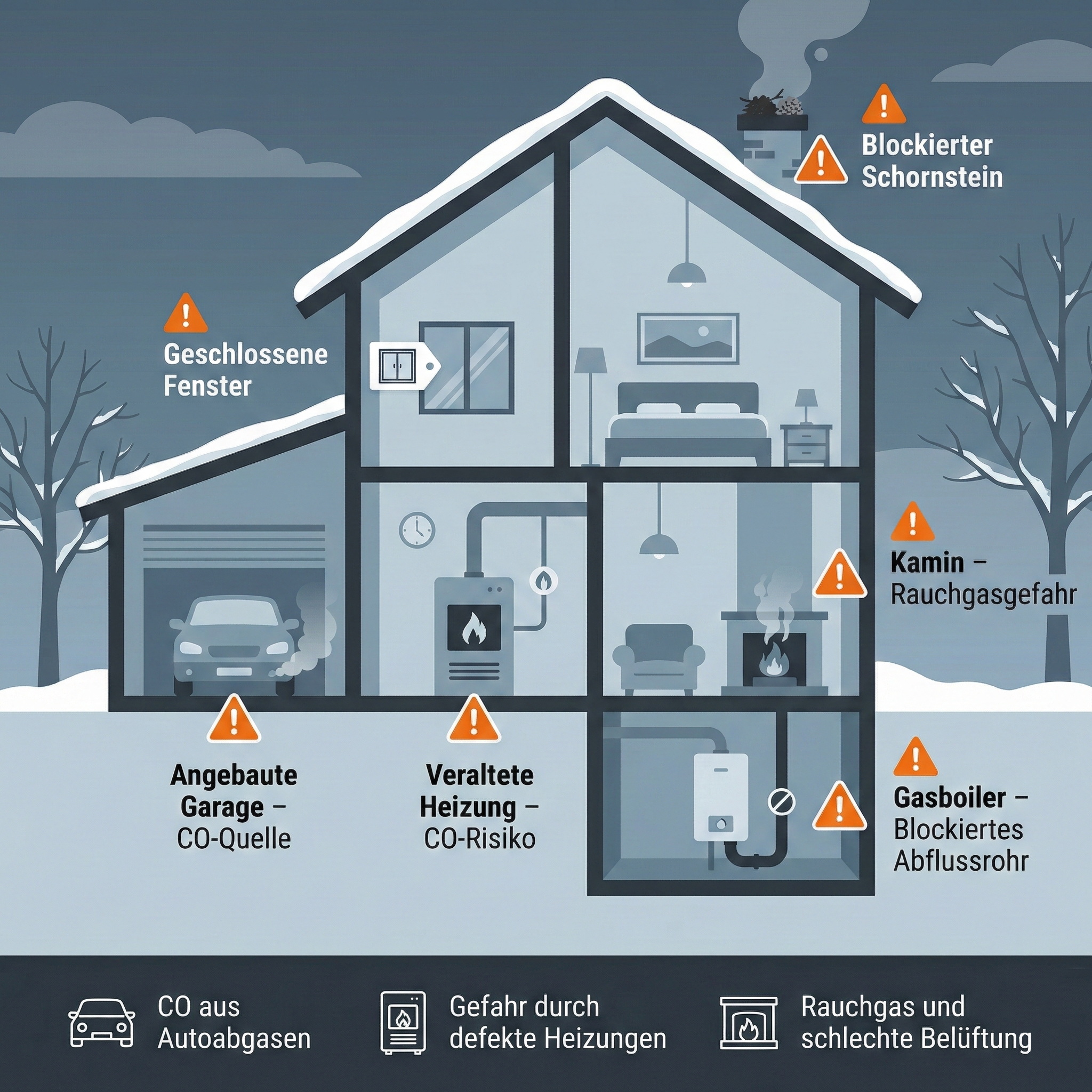 CO and Gas danger sources in home